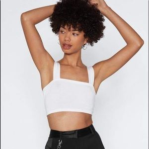 White Nastygal Square Enough Crop top
